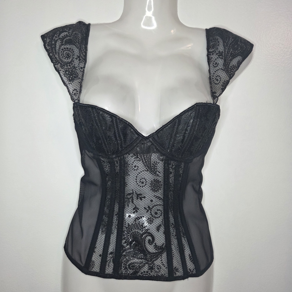 Victoria's Secret Very Sexy Black Lace Corset Lingerie 34B